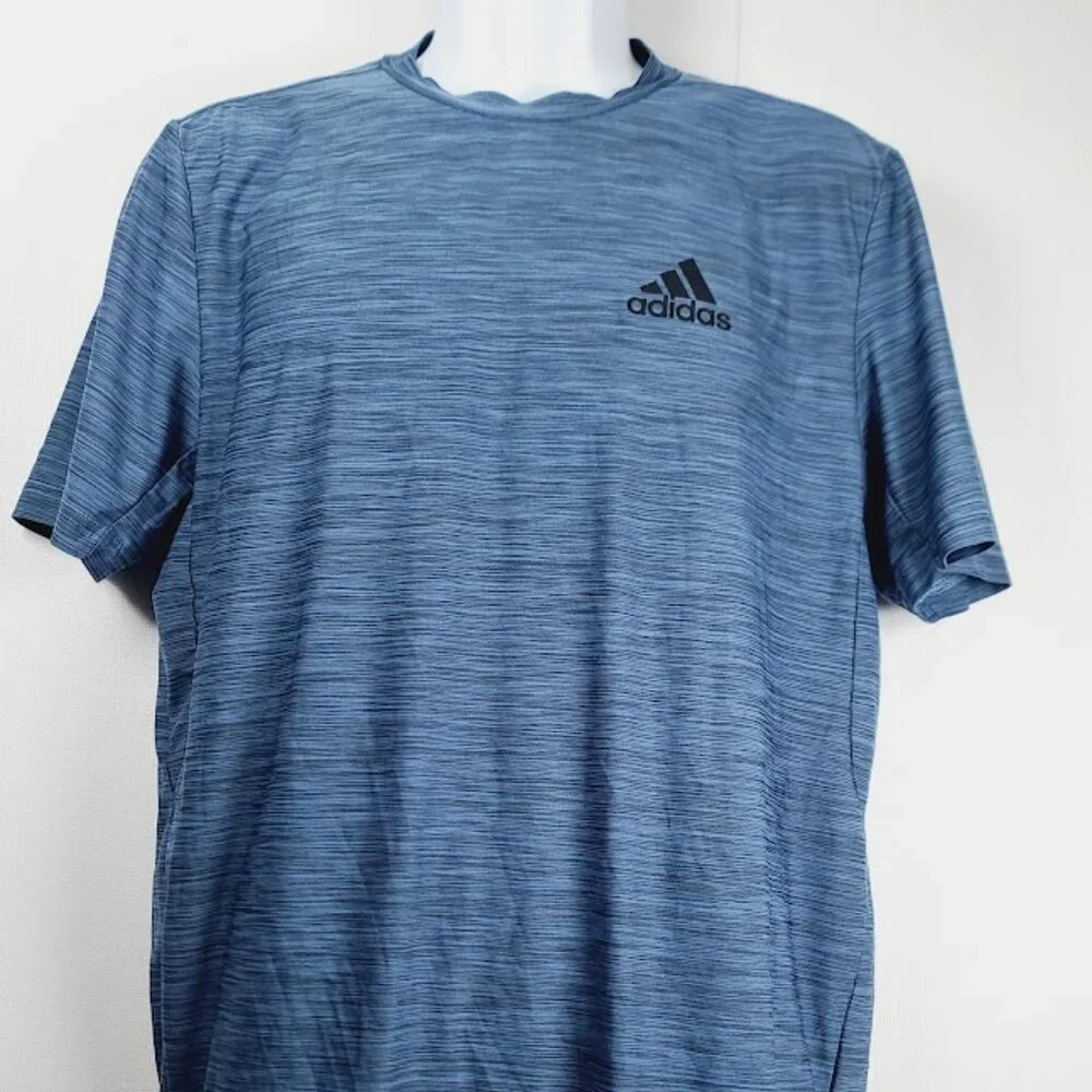 Adidas Men's Blue Aeroready Heather Crew-Neck Casual T-Shirt Size S - Picture 2 of 7